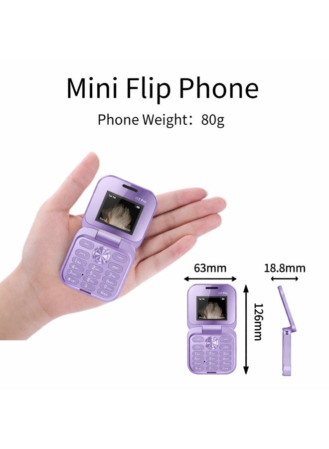 TAPIT 17pro Mini Flip Phon Keypad Non-smartphon Elderly Phon with Large Buttons, Dual SIM, FM Radio, Multilingual, Speed Dial, Blacklist, for Kids & Elderly (purple Mini Flip Mobile Phone) - Image 2